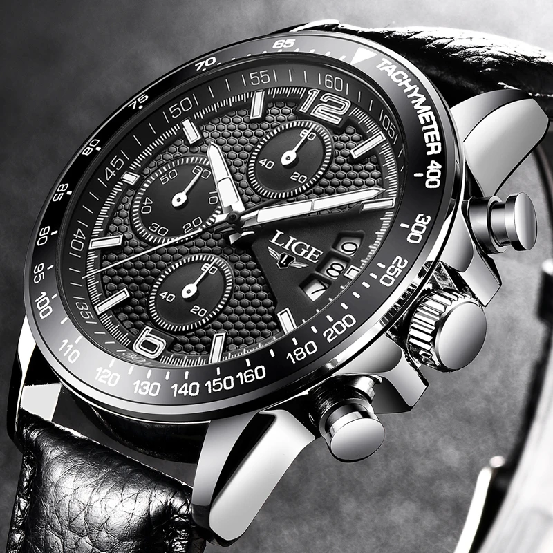 

2018 LIGE Brand Luxury Famous Men Watches Business Leather Watch Male Clock Fashion Leisure Dress Quartz Watch Relogio Masculino