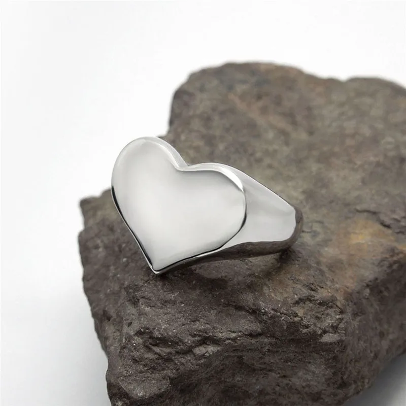 LETAPI 316L полированное кольцо в форме сердца из нержавеющей стали для женщин