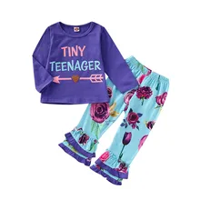 Одежда для маленьких девочек, комбинезон в полоску без рукавов с открытой спиной для маленьких девочек, комбинезон, штаны с надписью «Tiny teenager»