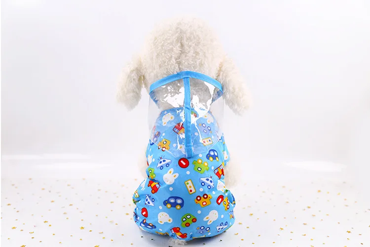 Дождевик для собак с принтом автомобиля водонепроницаемый комбинезон для чихуахуа водонепроницаемый комбинезон для домашних питомцев непроницаемая одежда верхняя одежда с капюшоном