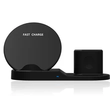 QI Беспроводная зарядная подставка для IPhone 8Plus X XS Max XR Беспроводная зарядная док-станция 3 в 1 для Apple AirPods Apple Watch 2 3 4