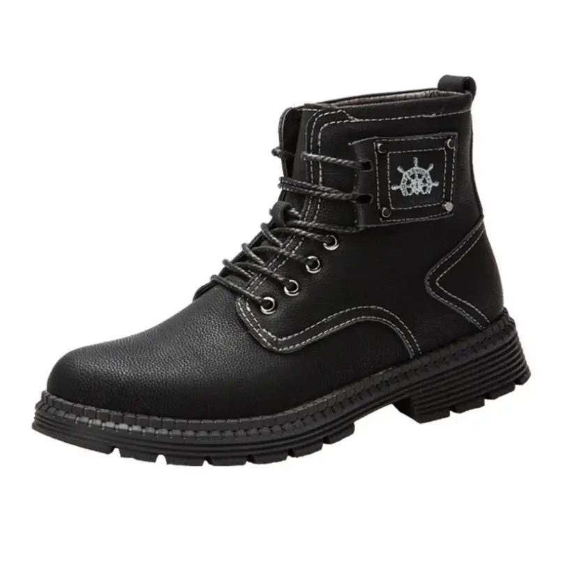 

CHAISHOU Winter new boots men high comfort men's shoes leather leather tooling shoes thick warm warm boots non-slip mens boots