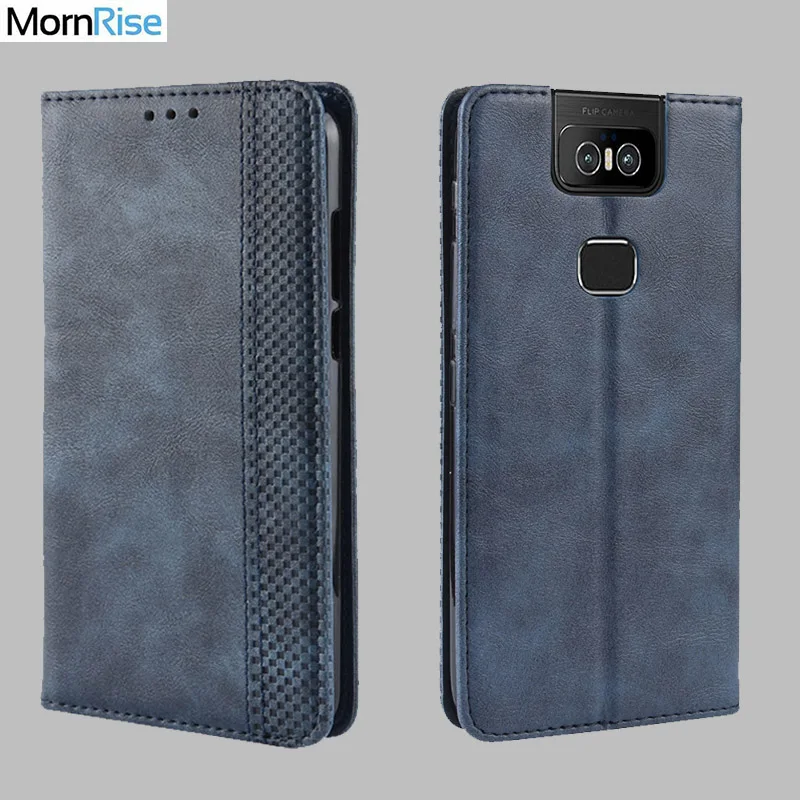 

For Asus Zenfone 6 ZS630KL Case Book Wallet Vintage Slim Magnetic Leather Flip Cover Card Stand Soft Cover Luxury Phone Bags