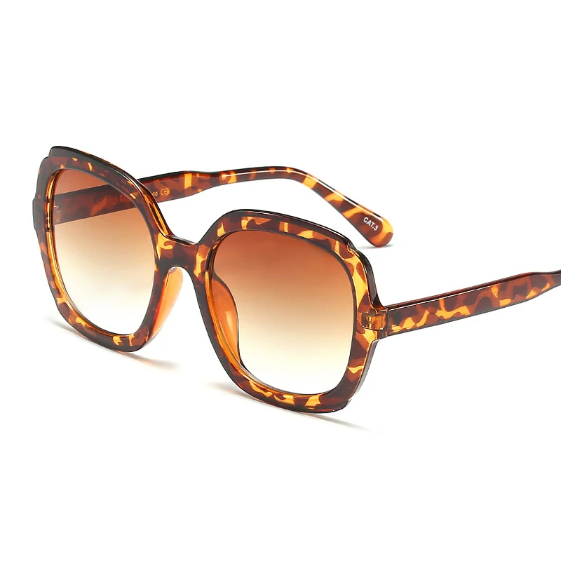 New Luxury Brand Designer Full-frame Square Sunglasses Leopard Gradient Tones Oversized Trend Cat Eye Sunglasses UV400 - Цвет линз: 6