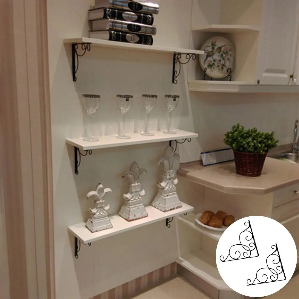 

2Pcs Cast Iron Vintage Wall Mounted Triangle Shelf Brace Support Bracket Holder