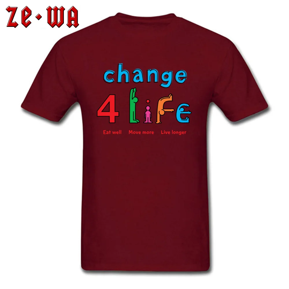 Change 4Life Logo T-shirts Short Sleeve Geek Newest Mens VALENTINE DAY Tops & Tees Geek Tee Shirts Round Neck Pure Cotton Change 4Life Logo  maroon
