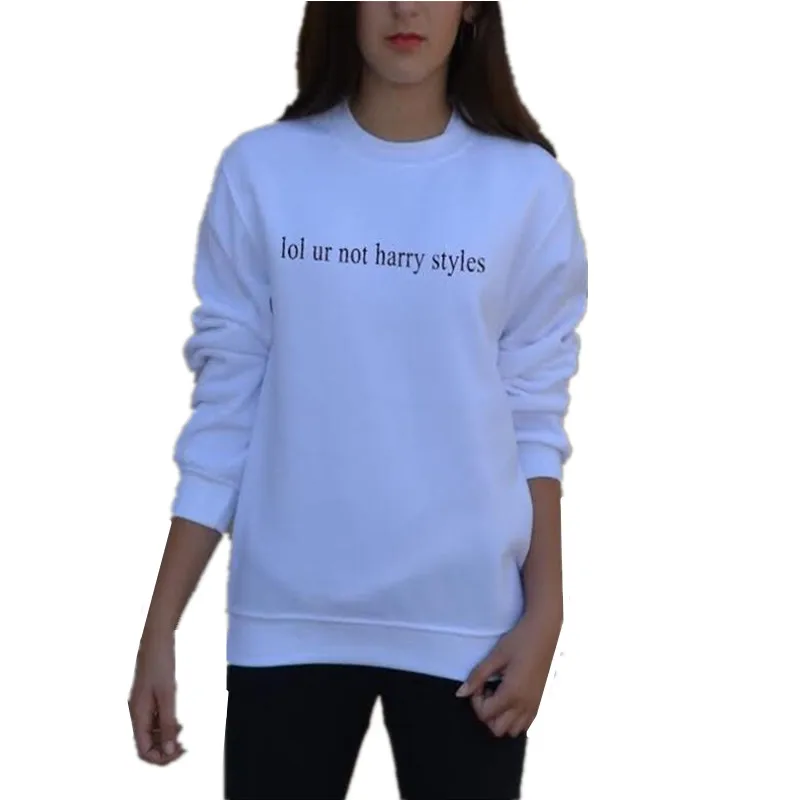 

Women Autumn Casual O-neck Hoodies Sudaderas Mujer Lol Ur Not Harry Styles Letters Print Long Sleeve Sweatshirt