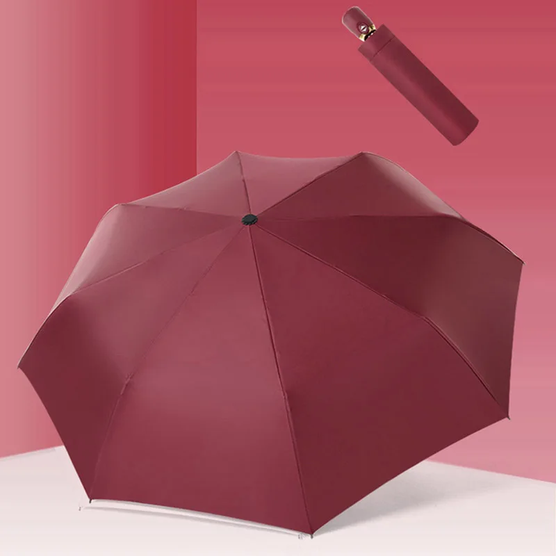 Jelly складной автоматический зонтик дождь для женщин конфеты Авто ветрозащитный Зонты мужские рамы Ветрозащитный путешествия зонтик - Цвет: Бургундия