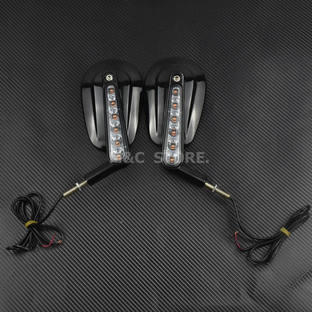  Black Rear View Mirror LED Turn Signals Light For Harley Sportster XL 883 1200 Touring Electra Glid - 32882543095