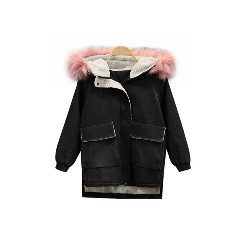 

Rlyaeiz 2018 Fashion New Winter Jackets For Girls Large Fur Collar Cashmere Thick Warm Children Coat Girl's Long Parka Outwear