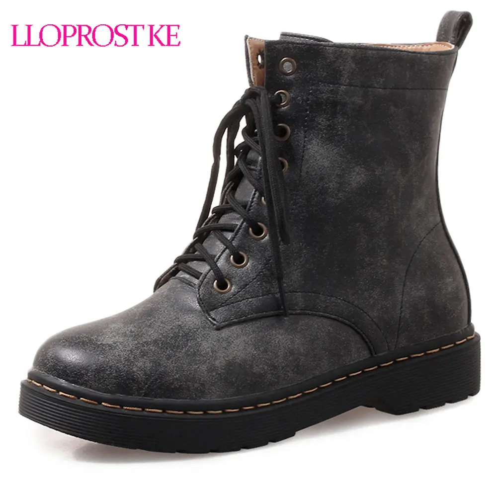 

Lloprost ke Fashion Shoes Woman Low Heel Ankle Boots Lace Up Autumn Winter Shoes Martin Boots Botas Shoes Woman Size 34-43 D297
