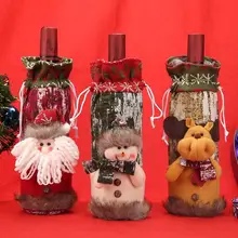 Вязаная Рождественская бутылка вина Обложка сумка Рождество ужин вечеринка Рождественская кукла Декор красное вино защиты Чехлы украшения для домашнего праздника