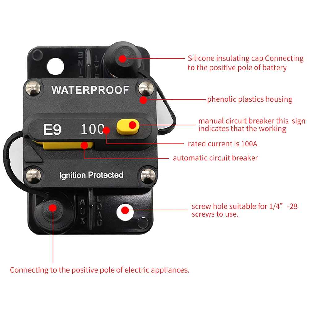 100A автомат защити цепи двойной Батарея возврат вручную IP67 Водонепроницаемый 12 V 24 V Предохранитель стайлинга автомобилей