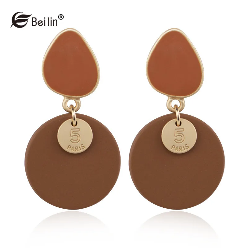 

2019 New Fashion Earrings Acetate Earrings Personality Atmosphere Exaggerated Edition Geometric Round Pendant Drop Earrings