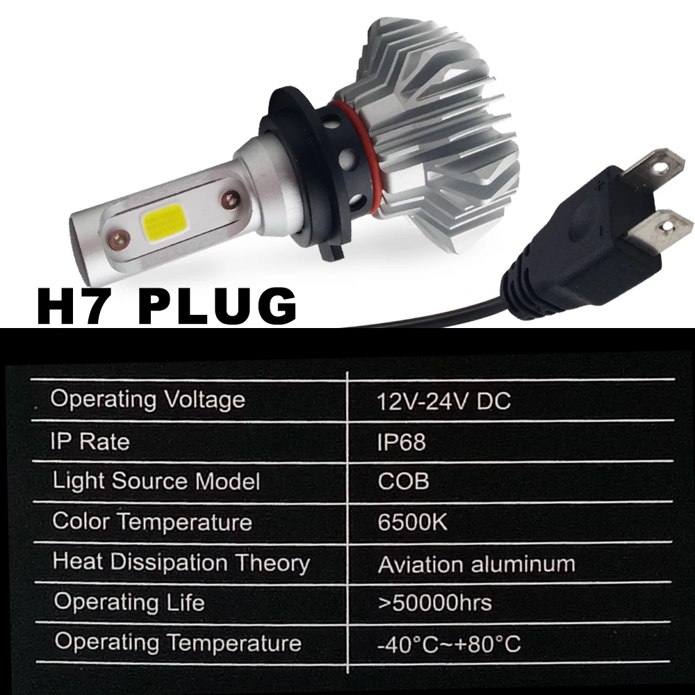 CO светильник H7, светодиодный головной светильник, лампы с одним лучом, автомобильный налобный фонарь 30 Вт, светодиодный светильник 60 Вт, 12-24 В для Ford Edge/Citroen C3/peugeot 508 BMW