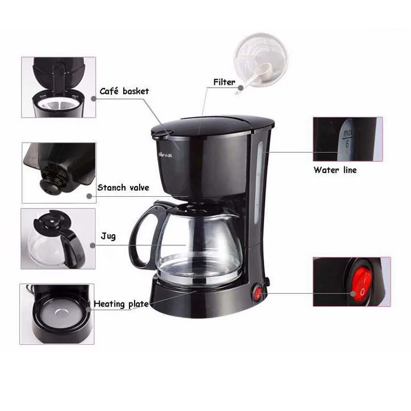 Electric Coffee Maker Machine Household Fully Automatic Drip Electric Coffee Maker Machine Household Fully Automatic Drip 600ml Tea Pot 220v In Makers From Home