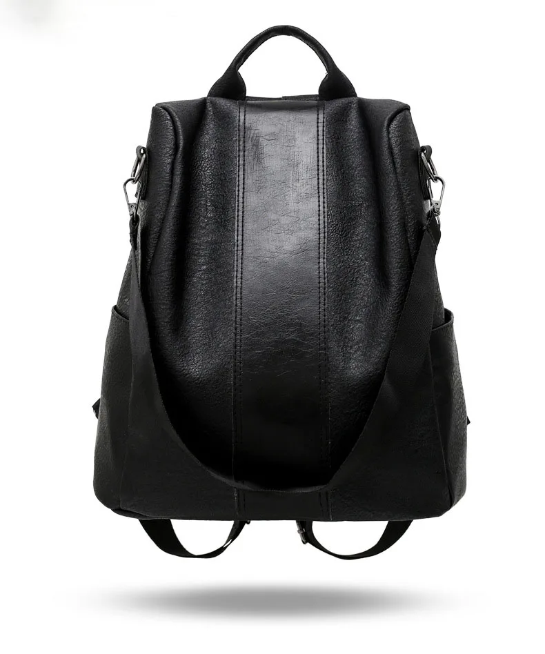 Новое поступление, винтажный женский рюкзак, противоугонная школьная сумка для девочек, ноутбук, повседневный рюкзак, высокое качество, сумка через плечо из искусственной кожи - Цвет: Черный