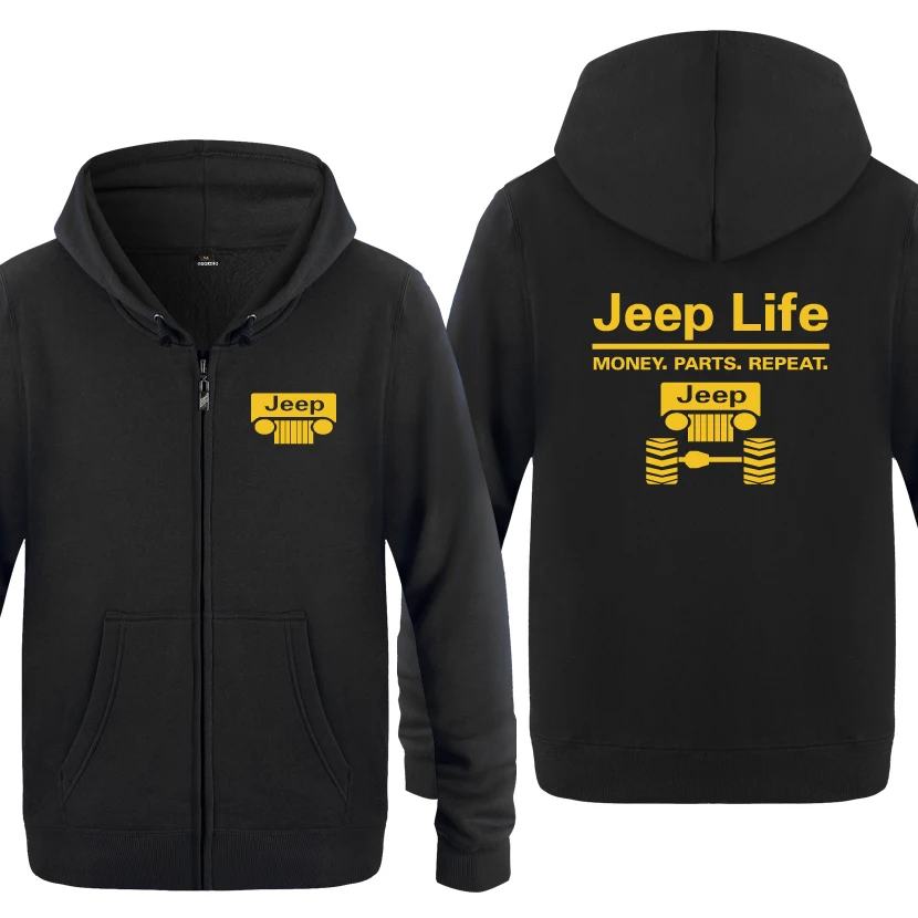 Jeep Life-Money parts Repeat Новинка креативные толстовки мужские мужские флисовые толстовки с капюшоном на молнии кардиганы - Цвет: HEY HUAT