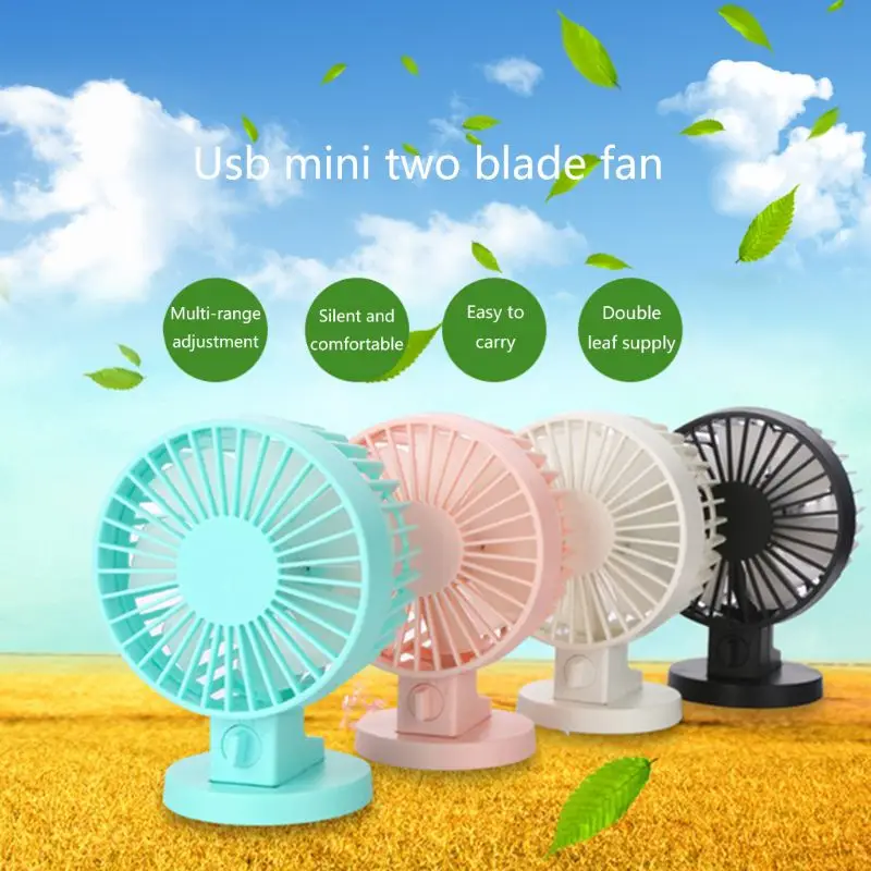 

1PCS Mini USB Double Leaf Fan Handheld Electric Fan Air Conditioner Cooler Cooling Fan Summer Desk Table Cooling Fans Personal Q