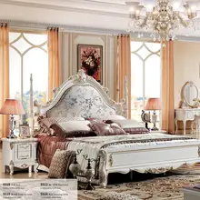 Французская цельная древесина, кровать, мебель для спальни, двуспальная кровать, стандартный современный спальный комплект