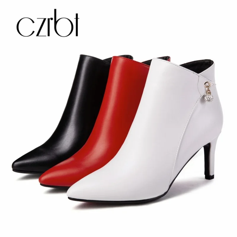 Avec Des Czrbt Noir rouge Web Joker De Célébrité Simple Femmes Bottes Printemps Mode Confort Pointues Chaussures blanc Et Automne WH29IEYD