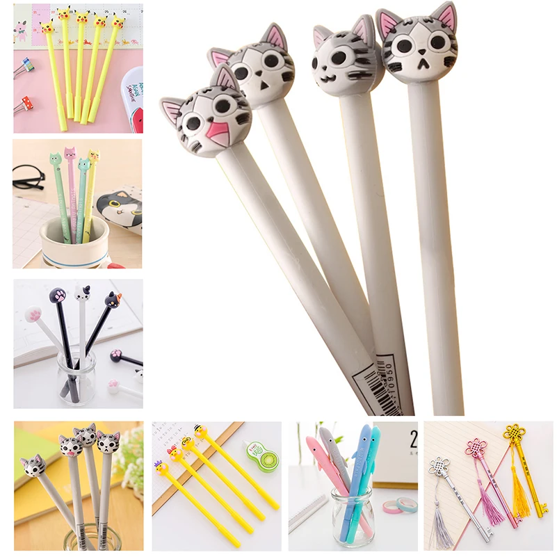 

Cartoon Pikachu Gel Pen Cute Pokemon Animal Cat Adorable Korean Pendant Creative Duck School Office Write Stationery Stationary