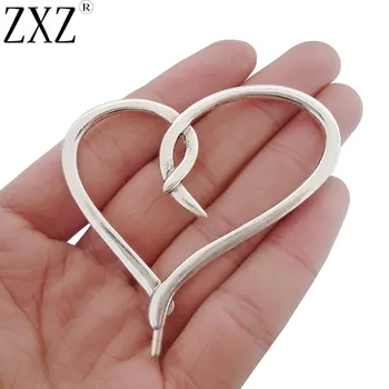 

ZXZ 2pcs Large Hollow Open Heart Charms Pendants for Necklace Jewelry Making Findings 62x60mm