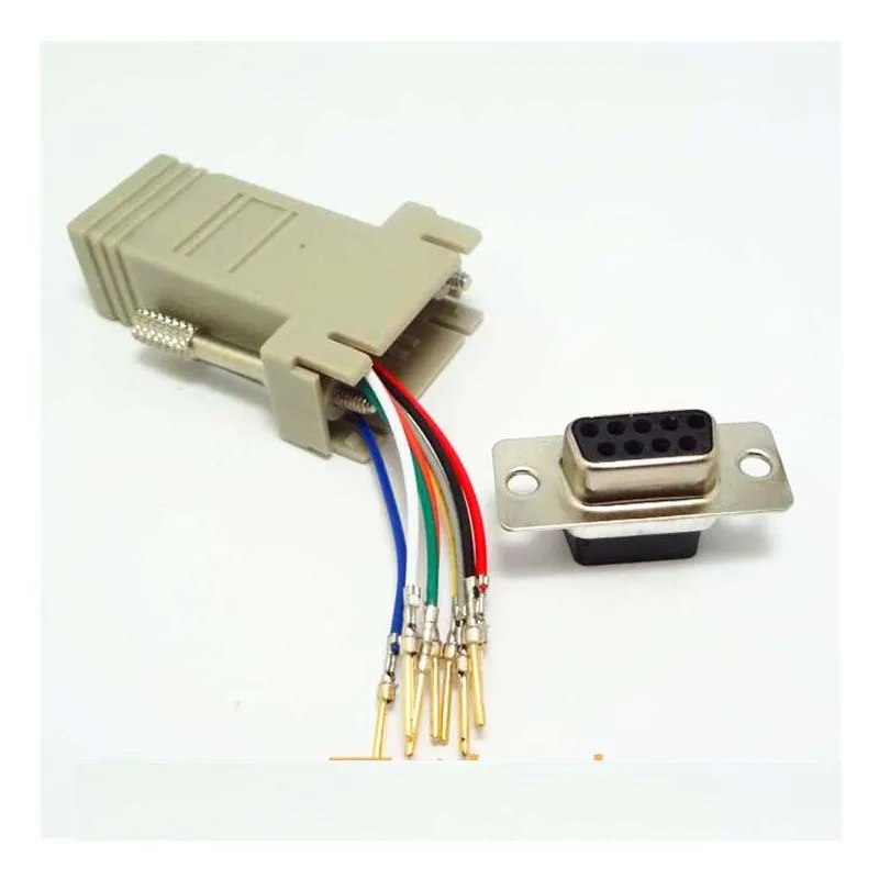 10 قطعة موسع F/F الإناث DB9 الإناث إلى RJ45 RS232 شاحن أنثي موصل