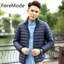ForeMode 2016 Зима Новый Досуг Бизнес Воротник Зимняя Одежда Молодежи Хлопка-ватник Больших Размеров Теплая Куртка Пальто