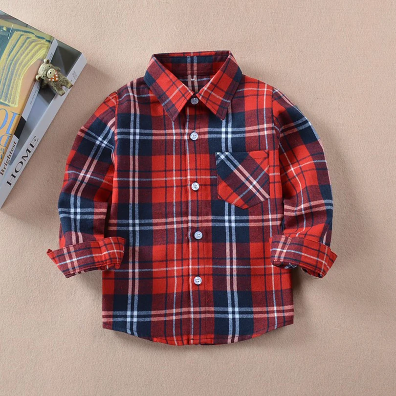 Xunqicls/ г.; Модная рубашка в клетку для маленьких мальчиков; хлопковые рубашки с длинными рукавами; детская одежда для мальчиков и девочек; одежда для детей