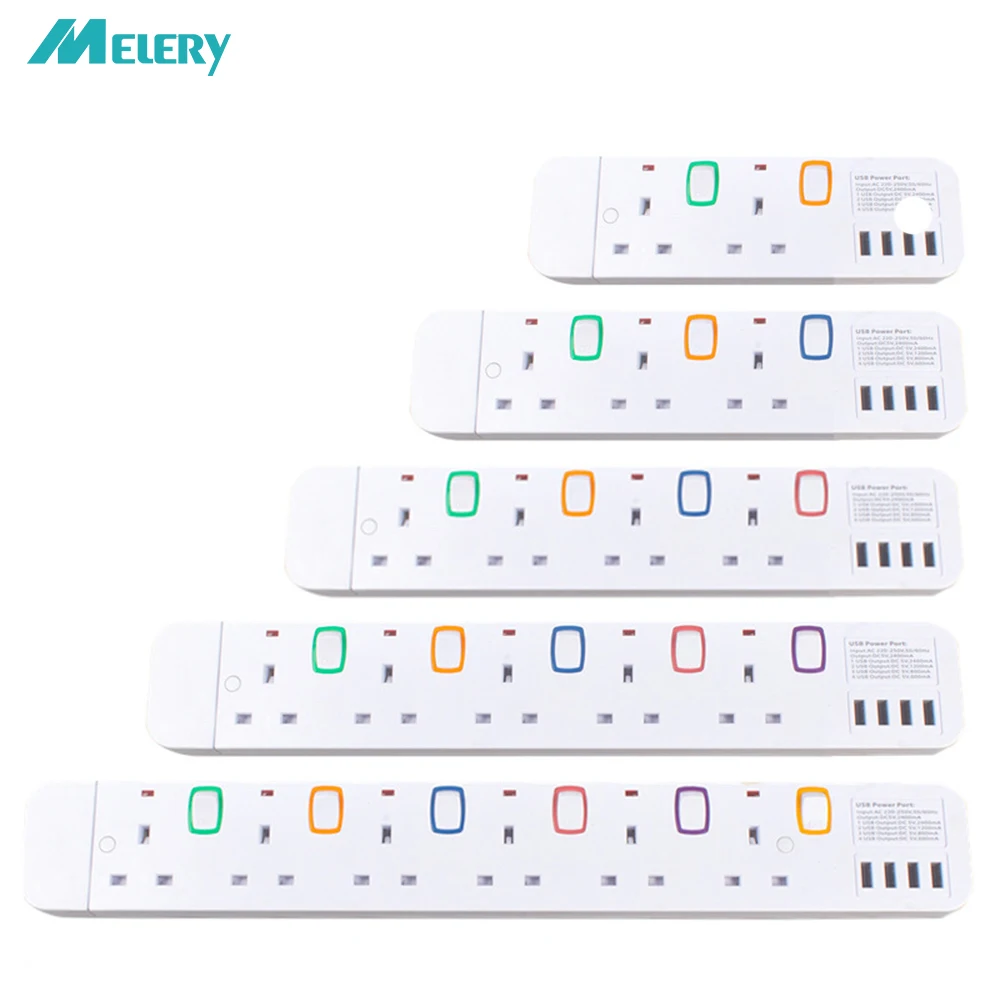 

Power Strip Surge Protector 3/4/5/6 AC UK Plug Socket with USB 3m/9.8ft Extension Cord Individual Switched Overload Protection