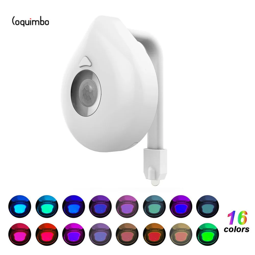 Coquimbo 16 Colors Motion Sensor Toilet Light Battery Operated Backlight For Toilet Bowl Fit For Any Toilet Bathroom Night Light