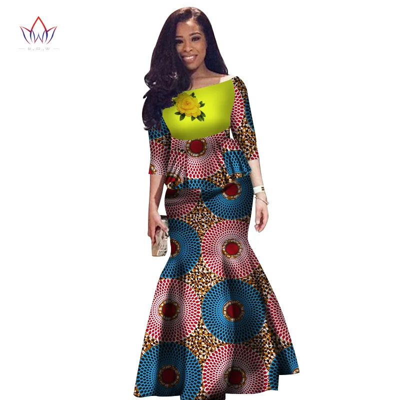 Женское платье, комплект из двух предметов, женские топы с коротким рукавом и длинная юбка макси, комплекты, африканская Русалка, макси Одежда 6XL BRW WY2631
