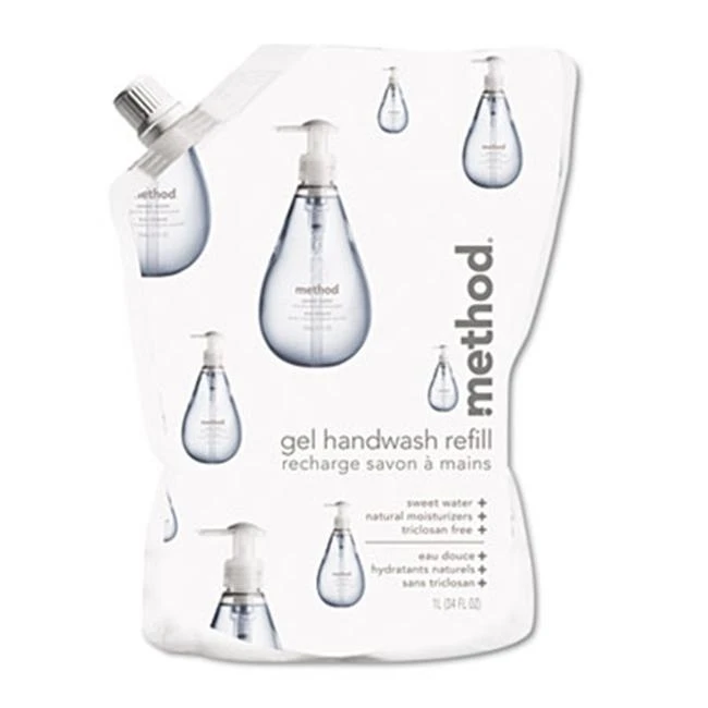Method 00652 Gel Hand Wash Refill- 34 oz.- Sweet Water Scent- Plastic Pouch