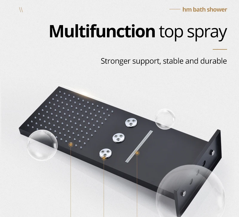 22Waterfall Rain Shower Sets Faucet Rotating Water Shower 4 Function Spa Waterfall Massage Bathroom Fixture Black Shower Set (11)