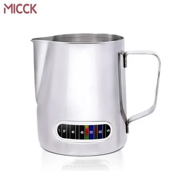 

MICCK Stainless Steel Frothing Pitcher Pull Flower Cup Barista Latte Art Cappuccino Maker Coffee Milk Mugs Temperature Display