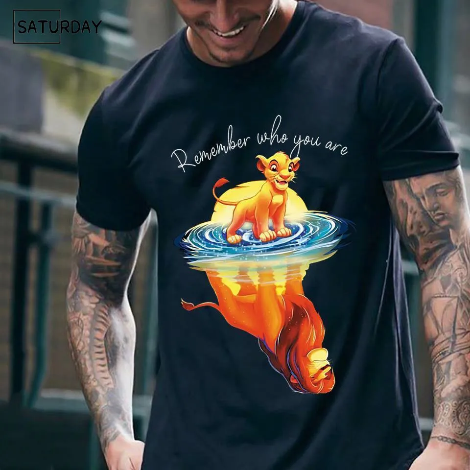 

The Lion King Remember Who You Are T Shirt Navy Cotton Men Cartoon T Shirt Men Unisex New Fashion Tshirt Graphic Tees Men
