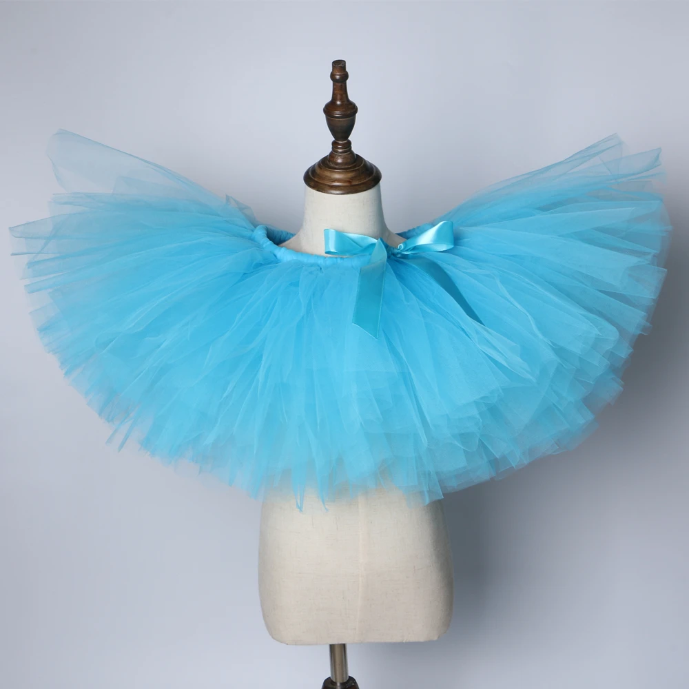 Бирюзово-синяя юбка-пачка для девочек Детская Пышная юбка-американка для дня рождения, балетный тюль, юбка-пачка для девочек От 0 до 14 лет