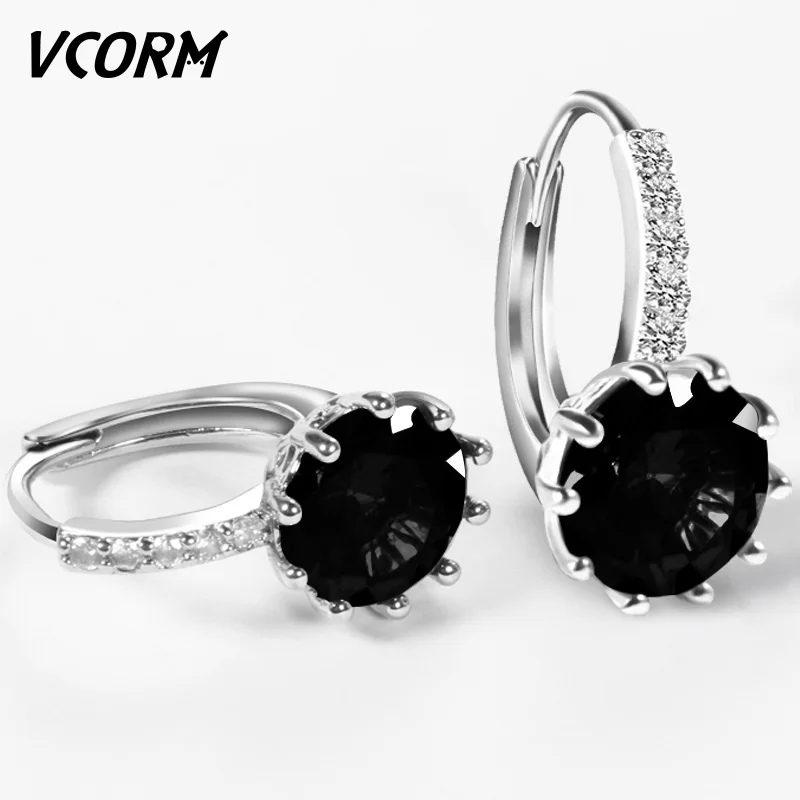 Маленькие серебряные серьги VCORM с кристаллами модные геометрические для