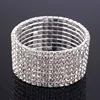 TREAZY 1-8 Rows Rhinestone Crystal Bracelet Bangle Elastic Bling Wristband Wedding Bridal Bridesmaid Bracelet Jewelry Gifts 6