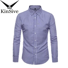 Рубашка Для мужчин новая полосатая одежда с длинным рукавом мужская одежда Camisa Masculina сезон: весна–лето бренд Повседневное Мужская рубашка Европейский Размеры
