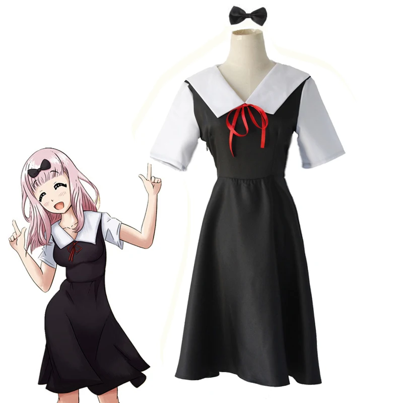 

Anime Kaguya-sama: Love is War Kaguya Shinomiya Fujiwara Chika Cosplay Costume Women Girl Short Sleeve School Uniform Dress