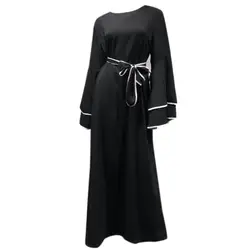 Для женщин элегантные модные открытые спереди кардиган Кафтан Абая длинный рукав длинное платье мусульманский халат макси платья z0415