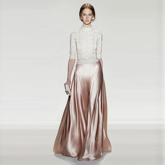 Grace Bright Satin Skirts Women Customized A Line Floor Length Long