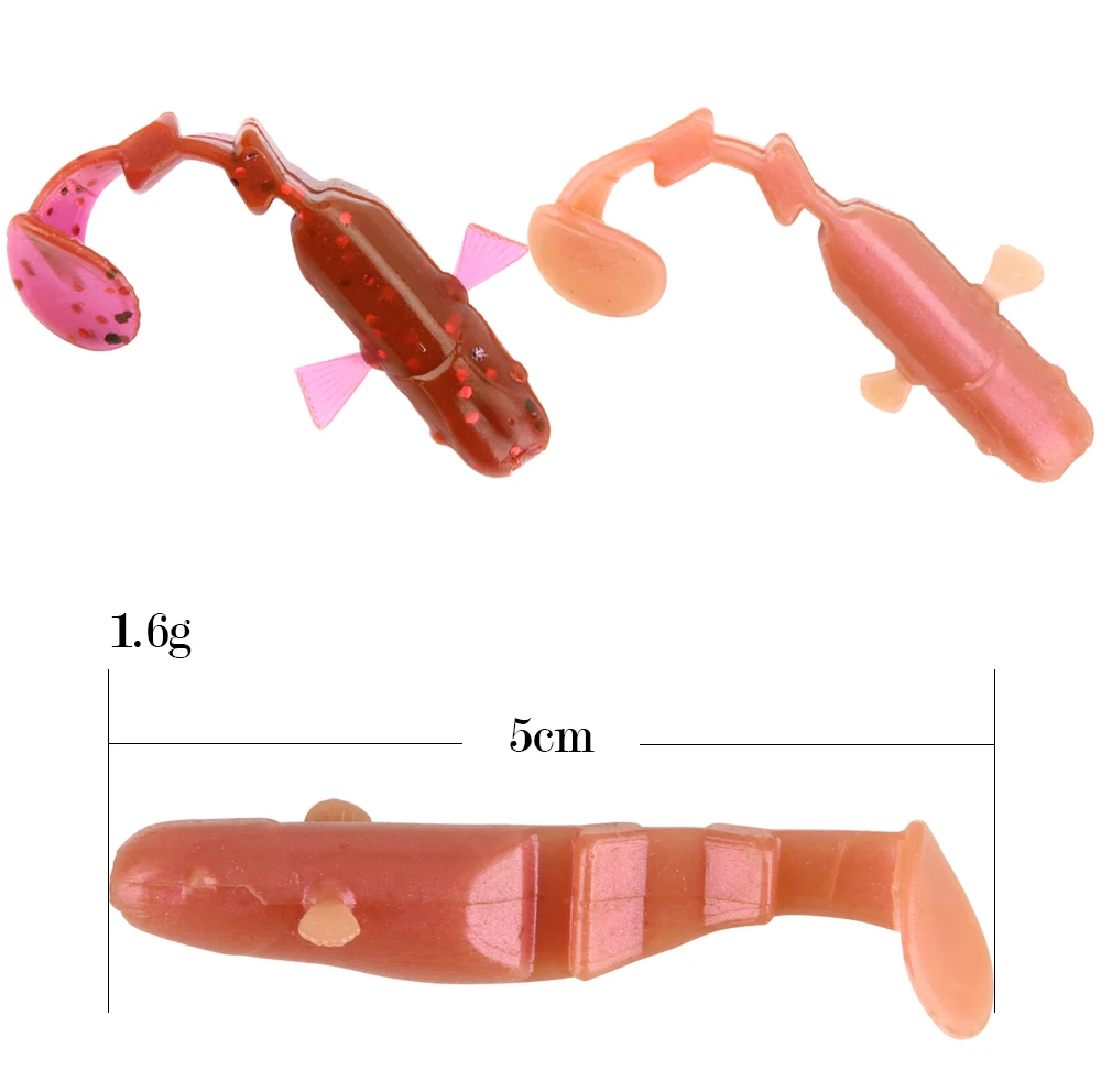 Spinpoler 10pcsLot Vivid Soft Fishing Lure Pesca Isca Artificial Wobblers 50mm 1.6g Silicone Soft Fly Fishing Bait Tackle  (1)