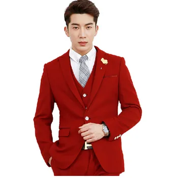 

Hot sales mens wedding suits fashion three-piece mens suits lapel wedding suit slim mens formal suits(jacket + vest + pants)