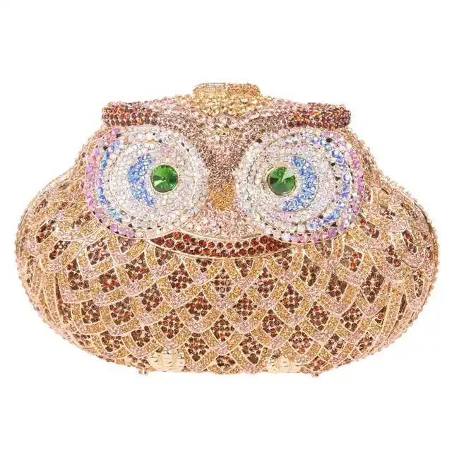 Female Evening Owl Bags Ladies Fashion Gold Clutches Purses Women Wedding Purses L036in Evening