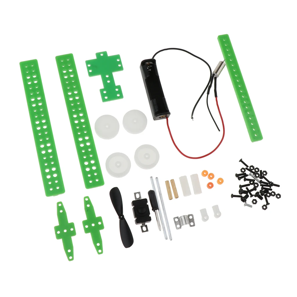 4 Wheels DIY Assembly Aircraft Kit with Air Reaction Force Airplane Science Toy Models for Kids DIY Making Craft Accs