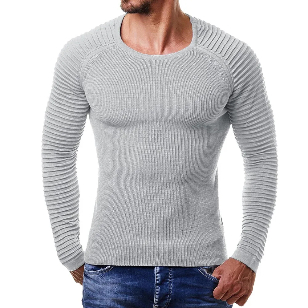 Мужские футболки на осень и зиму, мода, трикотажная драпированная футболка с длинным рукавом, трикотажная футболка с длинным рукавом