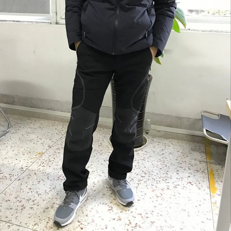 LoClimb hombres invierno impermeable senderismo pantalones hombres al aire libre Trekking Pantalones deportivos polar caliente Softshell escalada esquí AM093